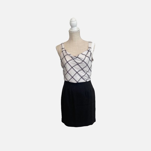 WHBM Black & White Lattice Cowl Neck Tank - Picture 1 of 4